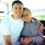 Grandson hugging his grandmother